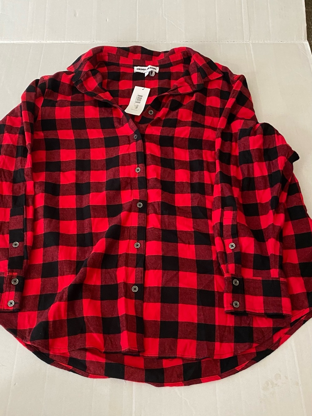 Women’s Red & Black Buffalo Plaid Button-Up Shirt 1X NWT